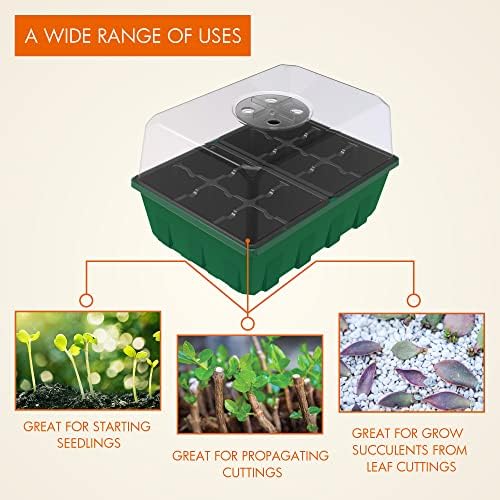 Gardzen 10 Pack Seed Starter Trays with Dome and Green Base 120 Cell