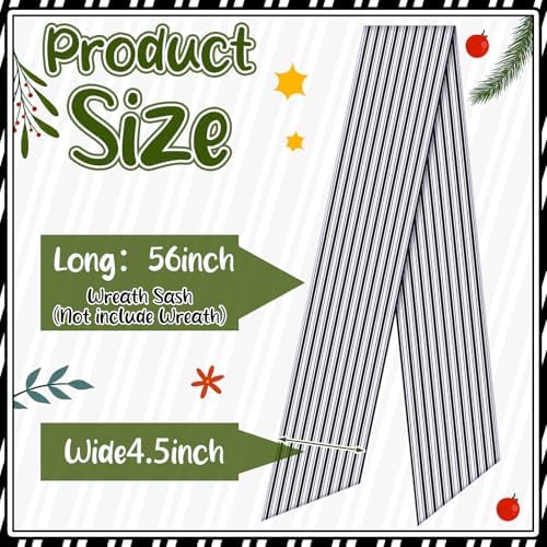 VitalCozy 2 Pcs Wreath Sash for Front Door, Stripe