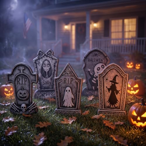 16.5-inch Halloween Courtyard Monument Stone Set - 6-piece.