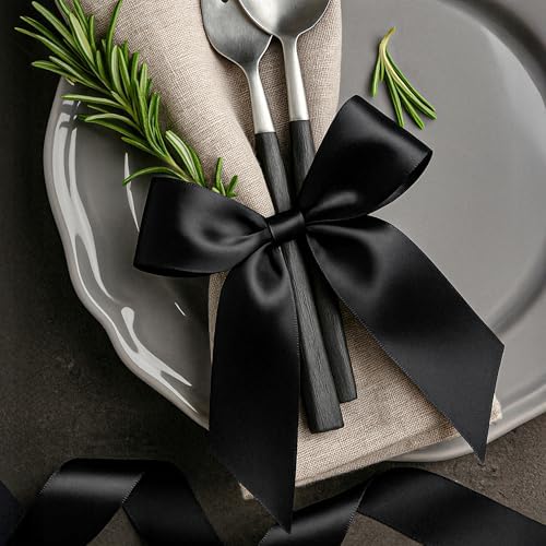 30 Yards 1 1/2 in Black Satin Ribbon for Gift Wrapping Halloween Decoration