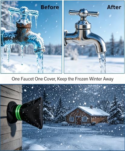 Outdoor Faucet Covers for Winter Freeze Protection, Kanosan 8.3"H X 6.7"W Thickened Reflective Outside Spigots Covers Hose Bib Insulated Sock for Winter Cold Weather, 2 Pack Black