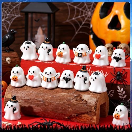 30 Pcs Halloween Mini Resin Ghost Figurines, Tiny Ghosts Figures