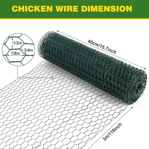 Floral Wire Netting, 15.7 x 118 Inch Chicken Wire for Floral Arrangements, Chicken Wire Floral Mesh Hexagonal Galvanized Netting, Protect Plant & Decorate Flower Arch, DIY Crafts