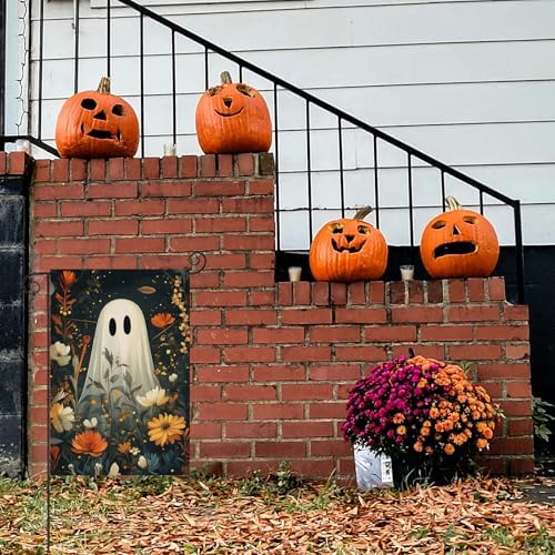 Halloween Ghost Garden Flags for Outside 12x18 Inch Double Sided