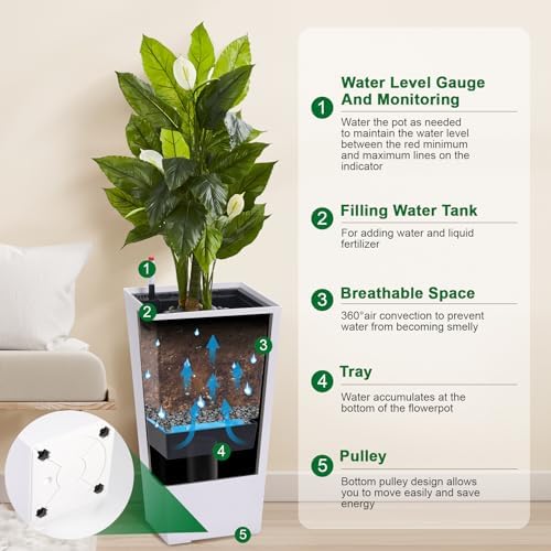 Garvee 30" Tall Planters Set of 2, Outdoor＆Indoor Planter Pots