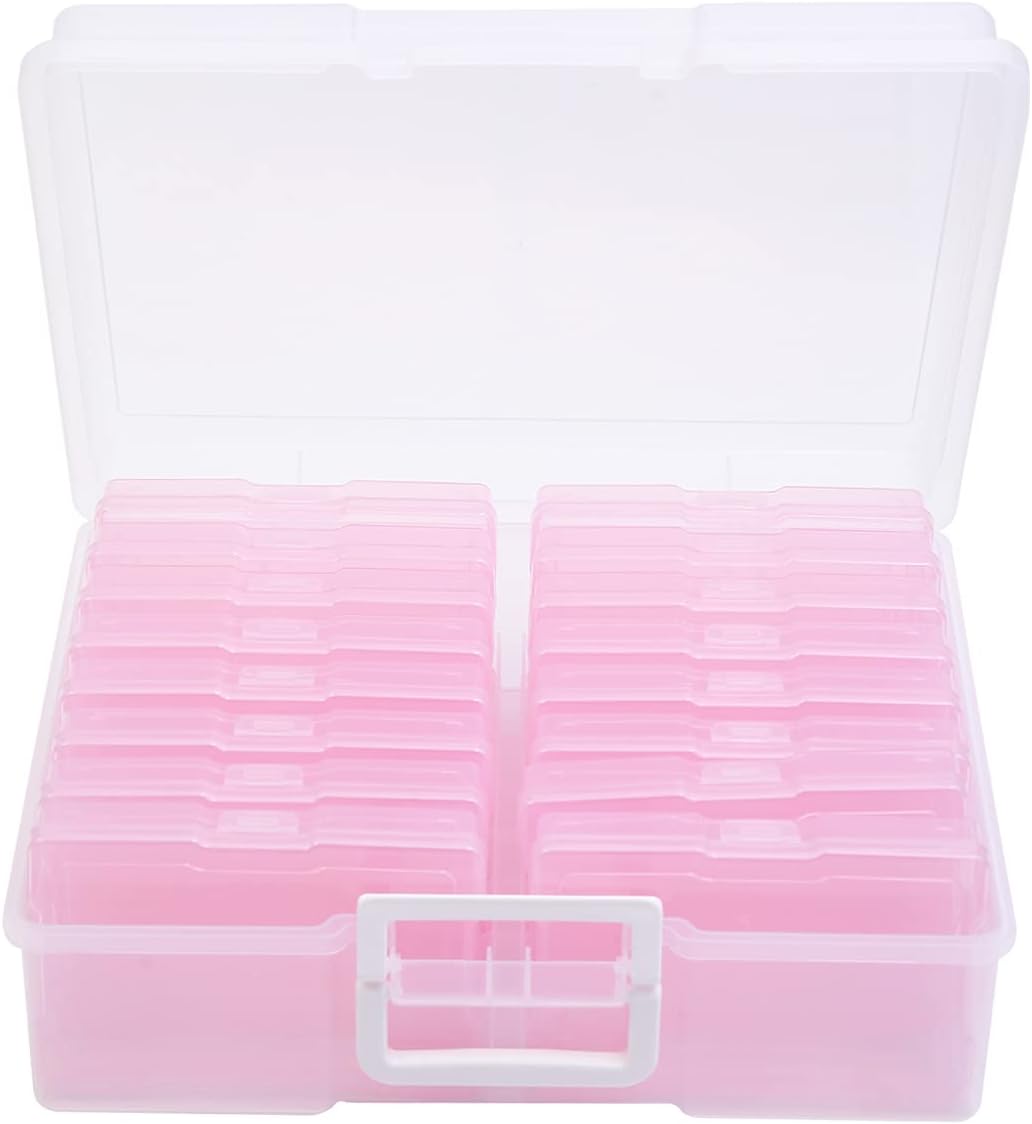 4" x 6" Photo Storage Case with Handle, 16 Inner Photo Organizer Keeper, Extra Large Storage Picture Boxes, Seed