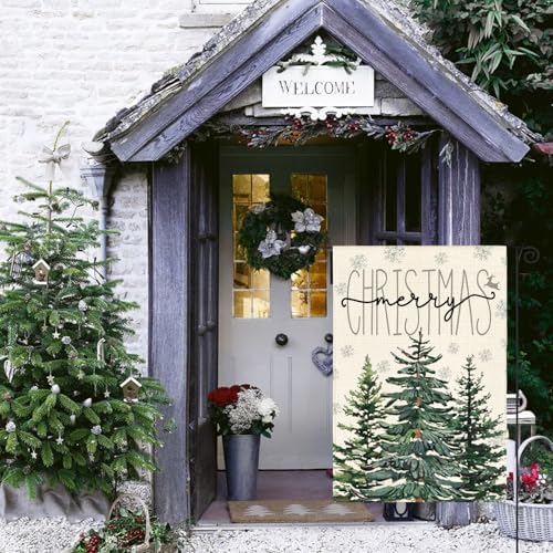 AVOIN colorlife Merry Christmas Pine Tree Garden Flag 12x18 Inch