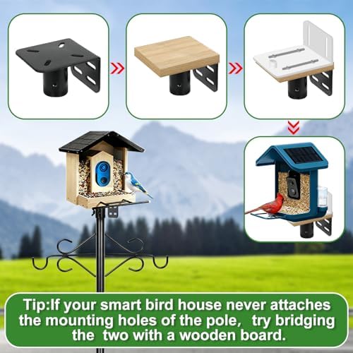 Gbekery 89’’ Smart Bird Feeder Pole Heavy Duty, 5-Prong Base & Double Hooks
