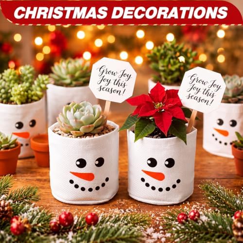 SATINIOR 24 Pcs Christmas Party Favors Gift, White Snowman Succulents Pots