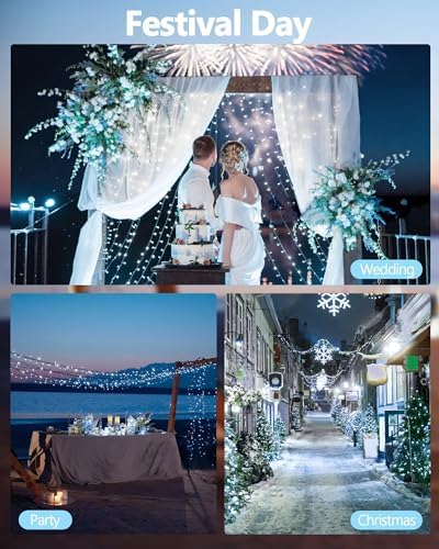 2 Pack Extendable 600 LED Christmas String Lights Indoor Outdoor Cool White