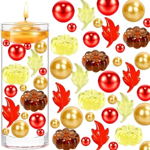 206 Pcs Fall Vases Filler Set Faux Acrylic Pumpkin Leaves for Vases Filler Fall Centerpiece for Thanksgiving Fall