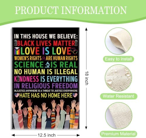 In This House We Believe 12 x 18 Inch Equality Garden Flag