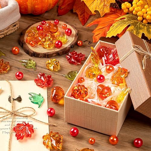 120Pcs Fall Vase Filler, Thanksgiving Faux Pearls for Table Centerpieces