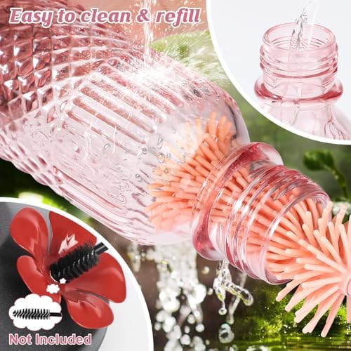 FEED GARDEN Glass Hummingbird Feeder for Outdoors Hanging, 16 OZ Humming Bird Feeders with 4 Bee Guard Feeding Ports & Built-in Ant Moat, Hummingbird Gifts for Mom Bird Feeder for Outside, Pink,2 Pack