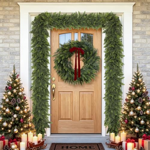 Thewe 4Pcs 6Ft Christmas Cedar Garland with Lights