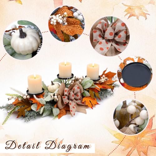 24 Inch Fall Candle Holder Pumpkin Maple for Table Centerpiece