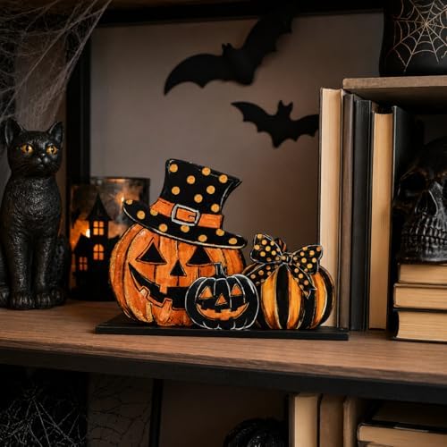 Smile Happy Halloween Wooden Table Decoration, Pumpkin Spooky