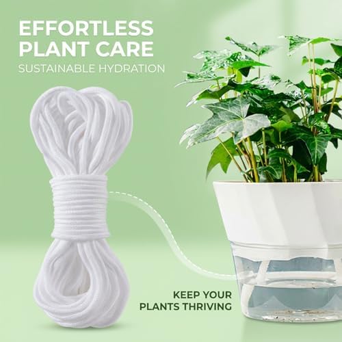 MAQIHAN Wicking Rope for Plants - 50 Feet 1/4 Inch Self Watering Wick Cord