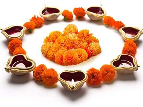 Waydress 20 Pcs Artificial Marigold Flowers Halloween,Orange