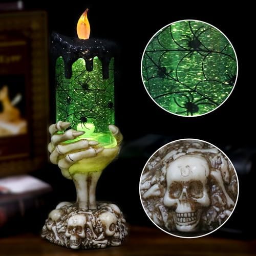 Eldnacele Spider Snow Globe Flameless Candle Battery Operated with Timer