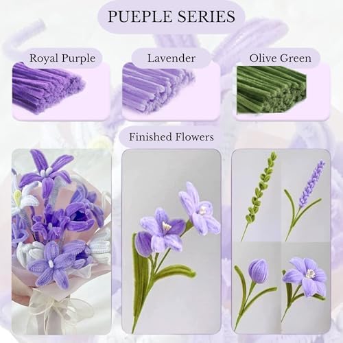 Pipe Cleaner Flower Kit, 1000 PCS Chenille Stems in 10 Colors with Tools