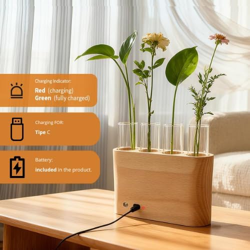 Plant Propagation Station with Glass Tubes – Wooden Plant Cutting Vase Holder, Water Propagation Kit for Indoor Plants