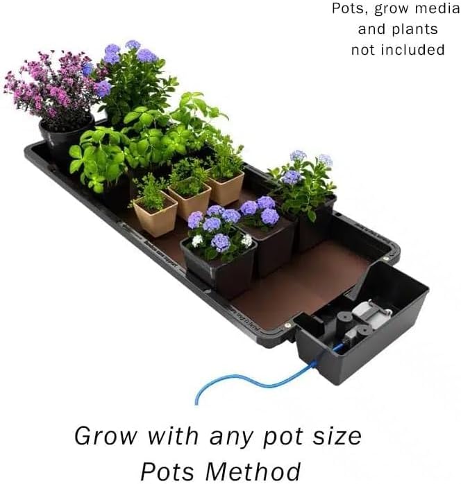 Tray2Grow System - Standard Tray2Grow with No Tank - Self-Watering, Gravity-Fed Hydroponic Indoor System, Black