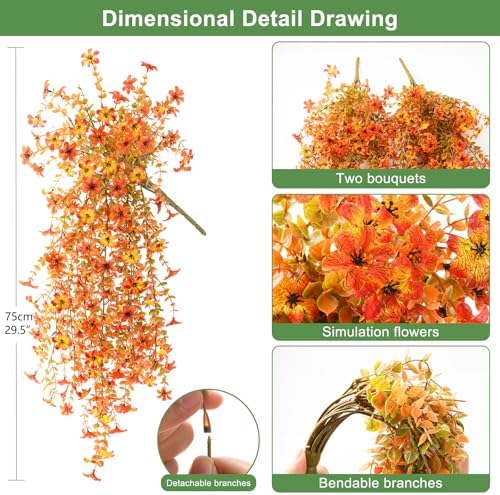 Artificial Fall Flowers for Decoration Fake Hanging Flowers Outdoors Decor