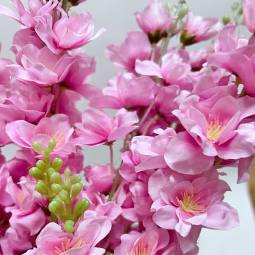 8 pcs Cherry Blossom Pink Delphinium Artificial Flowers, 34.25''Artificial Snapdragon Flowers Tall Fake Flowers Silk Flowers Faux Delphinium Bulk for Tall Vase Home Wedding Garden Table Decor