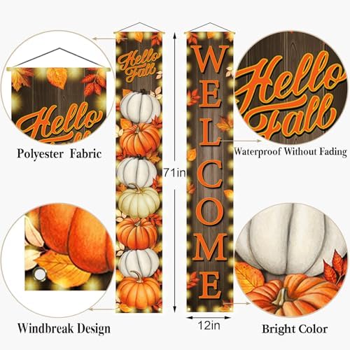 Fall Porch Banner Autumn Thanksgiving Decorations for Home Decor