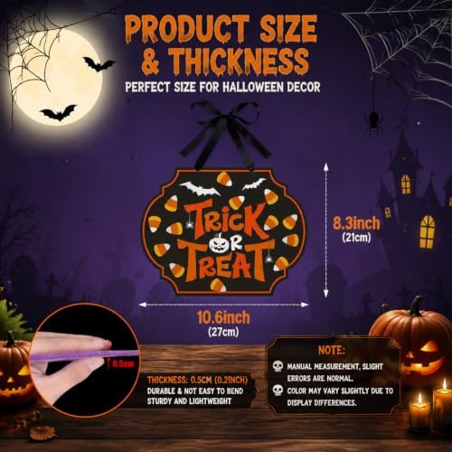 4 Pcs Felt Halloween Signs Wreath Decor for Front Door Indoor, Funny Style