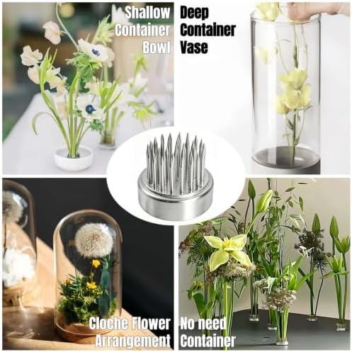 Japanese Flower Frog Mini Kenzan Floral Frog 23mm/0.9inch Diameter Ikebana Flower Arranger Holder Stainless Steel Pin for Small Vase (6Pcs)