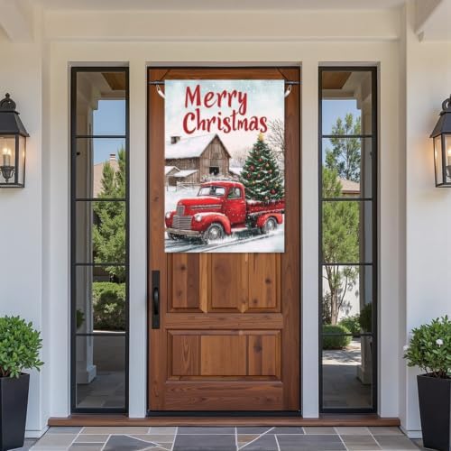 Merry Christmas Garden Flags Xmas Red Truck Double Sided 28x40 Inch