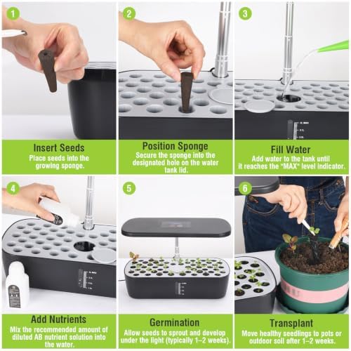 52 Pods Smart Hydroponics Growing System Indoor Herb Garden with Auto Timer