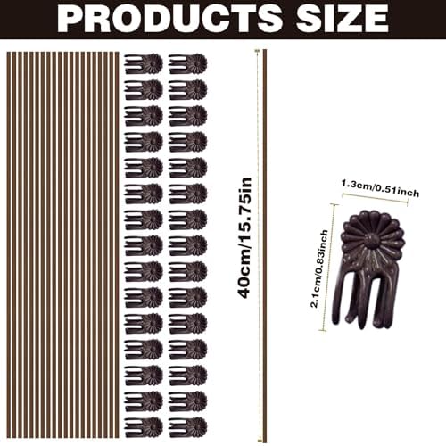 50Pcs Plant Stake and Clips Set, Adjustable Bendable Garden Stakes for Tall Plants | Durable Plant Sticks for Pots, Flowers, Vines | Indoor & Outdoor Use | Brown Gardening Supplies