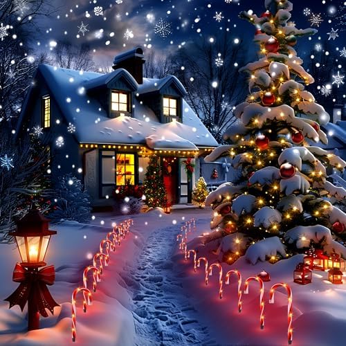 10 Pack Candy Cane Pathway Lights, Light Up Outdoor Christmas Decoration