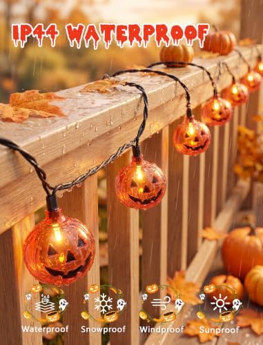 Abeja Pumpkin String Lights, 8.5Ft Halloween String Lights