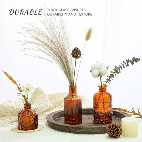 SUPMIND Glass Bud Vases Set of 12, Small Dark Brown Flower Vases in Bulk