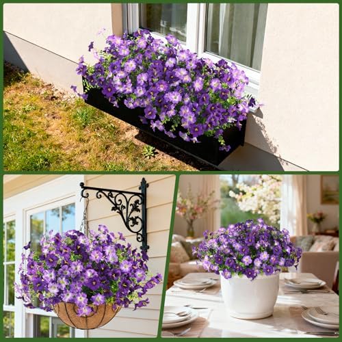 INQCMY Artificial Fake Petunias Flowers for Outdoors Spring Home Decoration