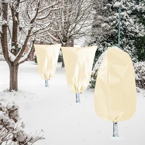 Homimp Plant Covers Freeze Protection, 4 Pack Frost Covers with Zipper Drawstring (71" x 47.3") Plant Protection Cover Bags for Outdoor Winter Frost Cold Weather Shrubs Trees Jacket Covers,Yellow