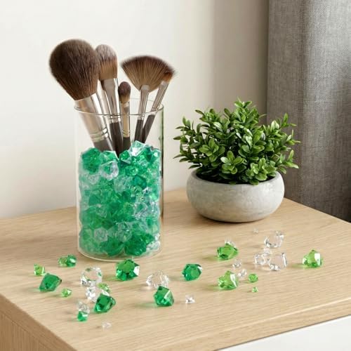 Syhood 570 Pcs Green Acrylic Gems Plastic Crystals