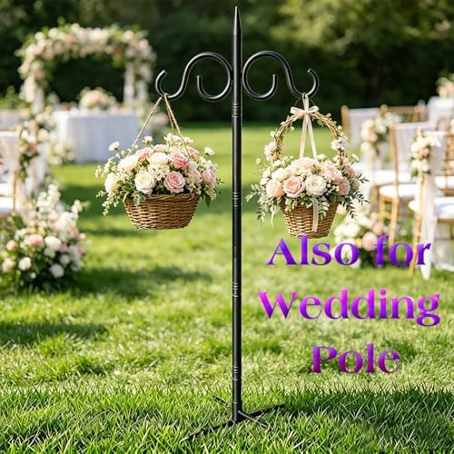 Shepherds Hooks for Outdoor, 92'' Heavy Duty Bird Feeder Pole, Adjustable Metal PolesMetal Poles for Bird Feeders, Plant Hangers, Solar Lights, Outdoor Decor