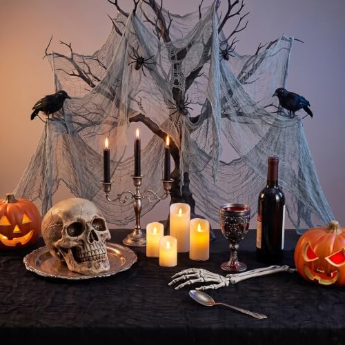 Halloween Creepy Cloth Giant (80 x 400 in.) Scary Gauze Cloth Spooky Halloween Decorations Party Supplies Decor Outdoor Yard Home Wall Haunted House Doorways Patio Garden Gray