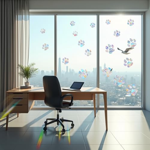 DogPaw Prism Window Collision Clings for Bird Strikes, 54 Pieces