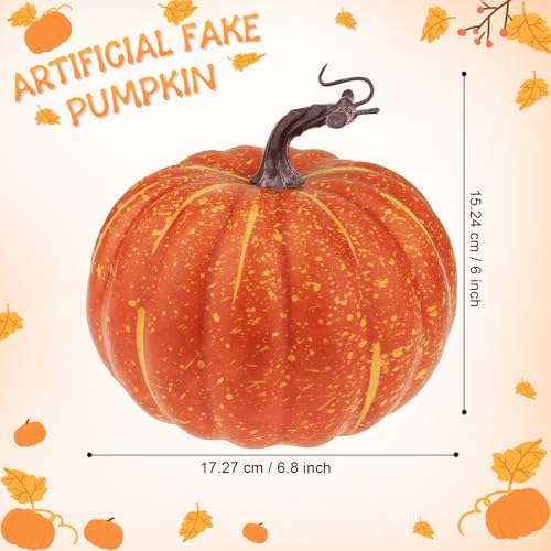7 Inch Orange Artificial Pumpkin Fake Foam Lifelike Craft Pumpkin