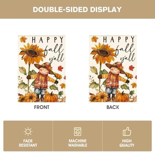 AVOIN colorlife Fall Scarecrow House Flag 28x40 Inch for Outside