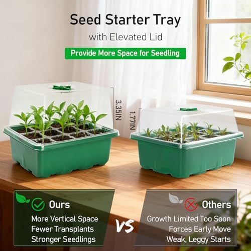 MIXC 10 Pack Seed Starter Tray, 120 Cell Stater Kit with Elevated Lid Green