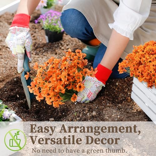 ColoPlay Artificial Mums for Outdoors, 24 Bundles Fake Flowers Fall Decor