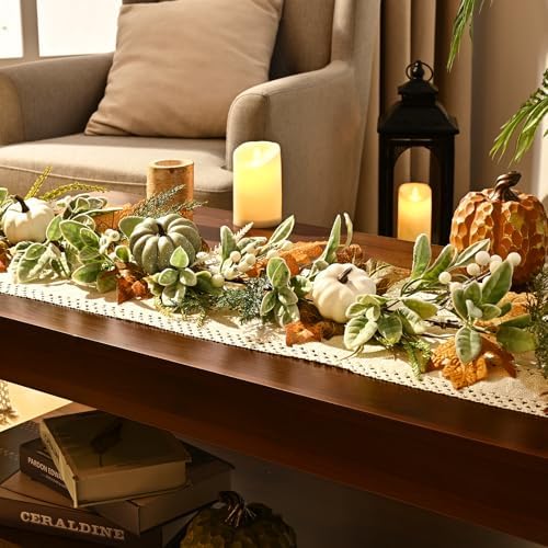 Waipfaru Fall Decor, Fall Garland for Mantle, Autumn Garland with Lights