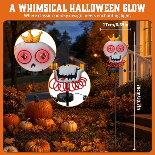 Solar Halloween Skull Garden Stake Light, Spooky Halloween Decorations